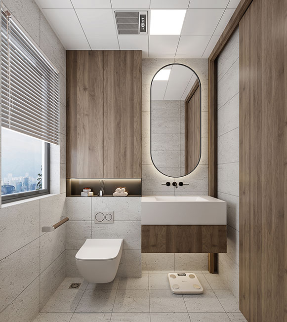 A1户型 卫生间（门已改为普通推开门）